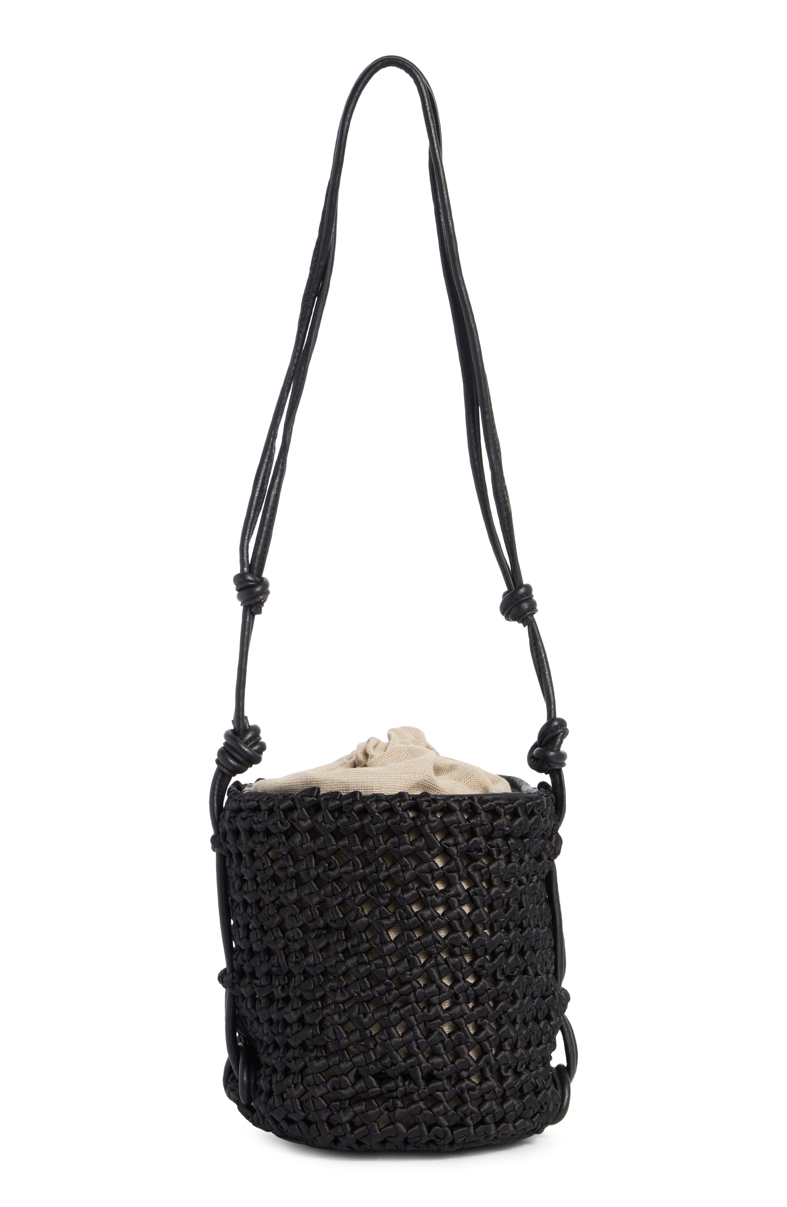Dolce Vita Woven Bucket Bag, Main, color, Black