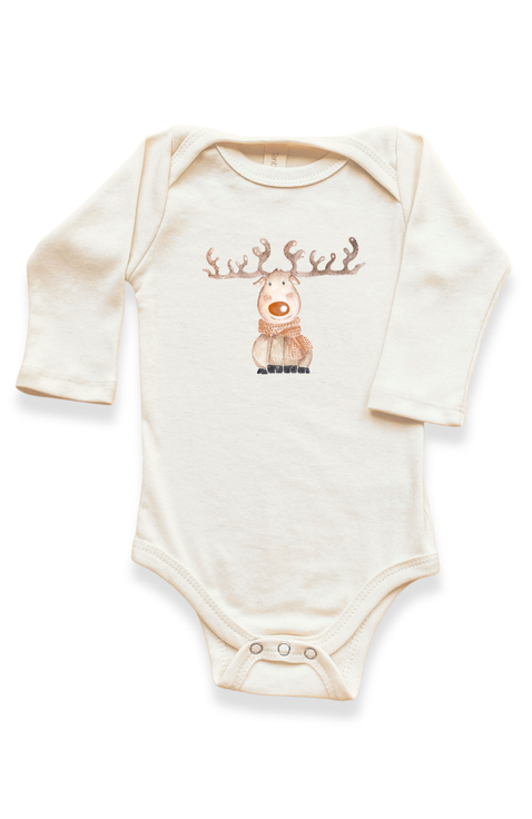 Reindeer - Organic Long Sleeve Baby Bodysuit