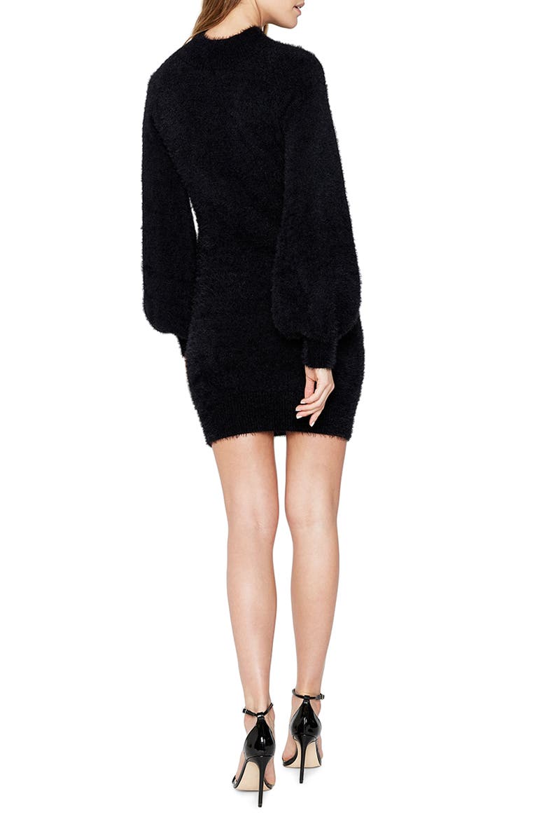 Bardot Long Sleeve Fuzzy Sweater Minidress, Alternate, color, 