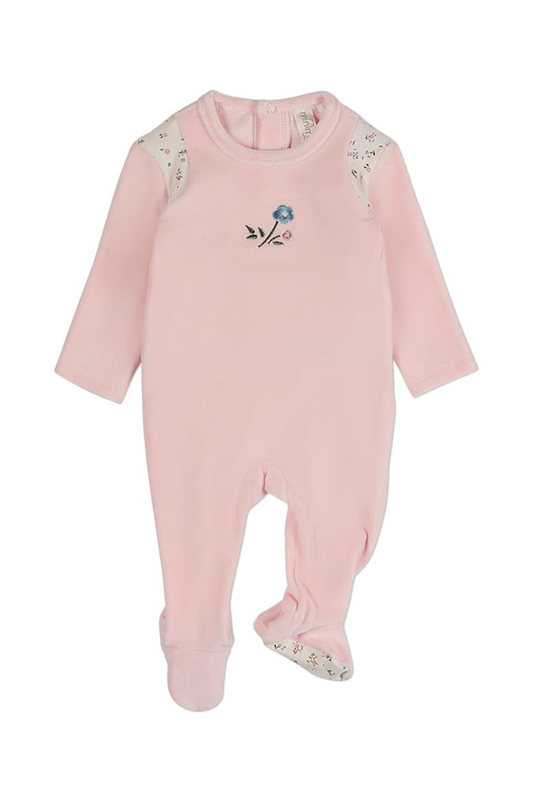 Baby Girls Embroidered Velour Footie, Main, color, Pink