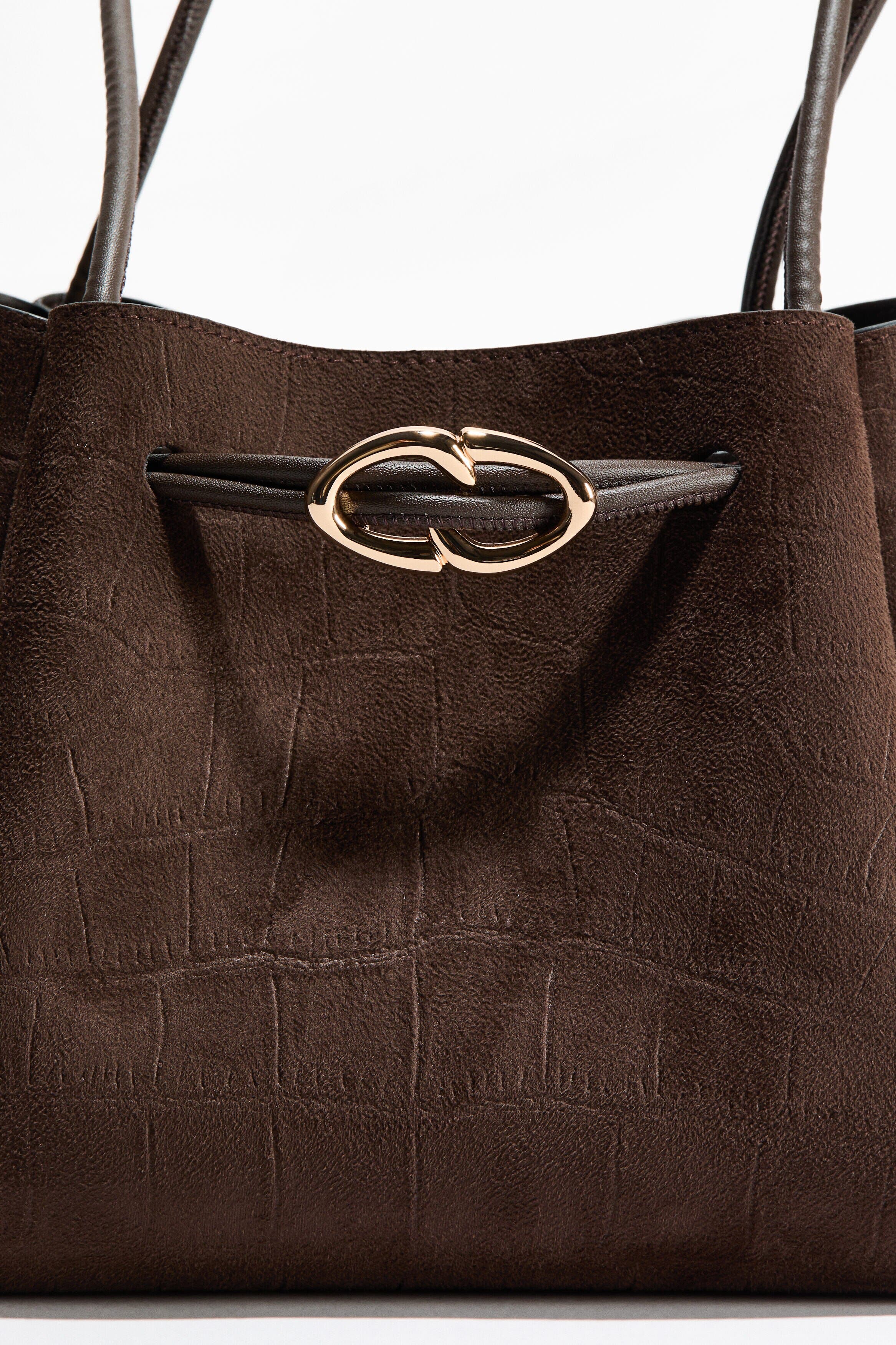 H&M Drawstring-detail Shoulder Bag, Alternate, color, Dark Brown