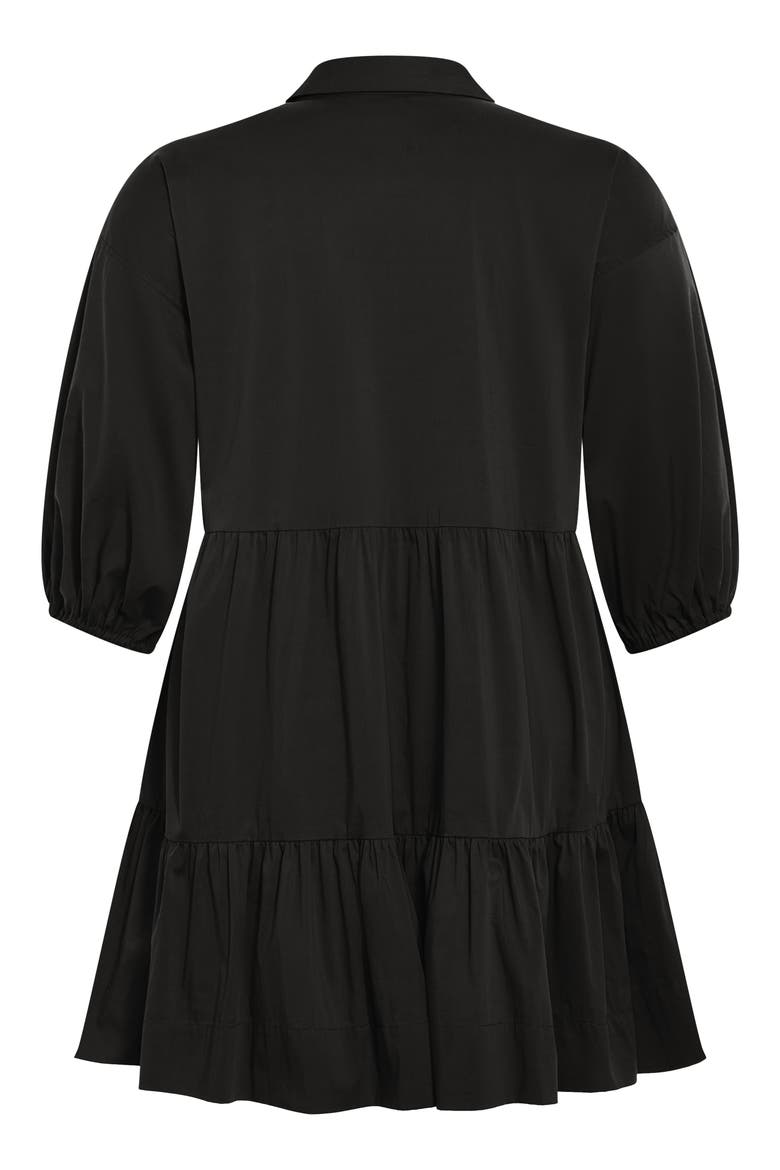 Vanessa Tiered Shirtdress, Alternate, color, BLACK