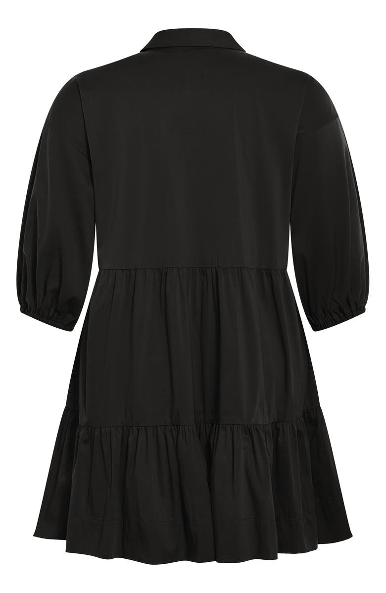 City Chic Vanessa Tiered Shirtdress, Alternate, color, Black