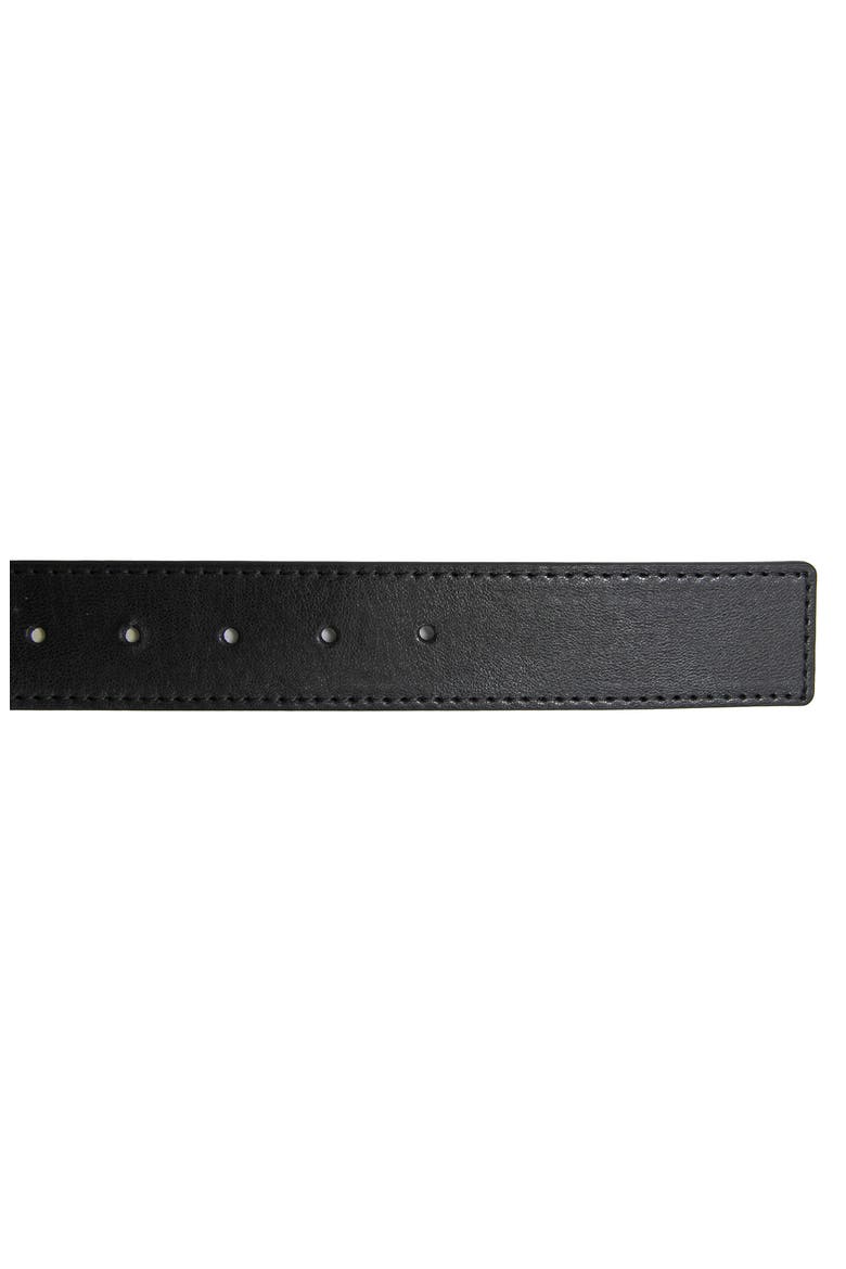 Rhinestone Logo Buckle Leather Belt, Alternate, color, BLACK