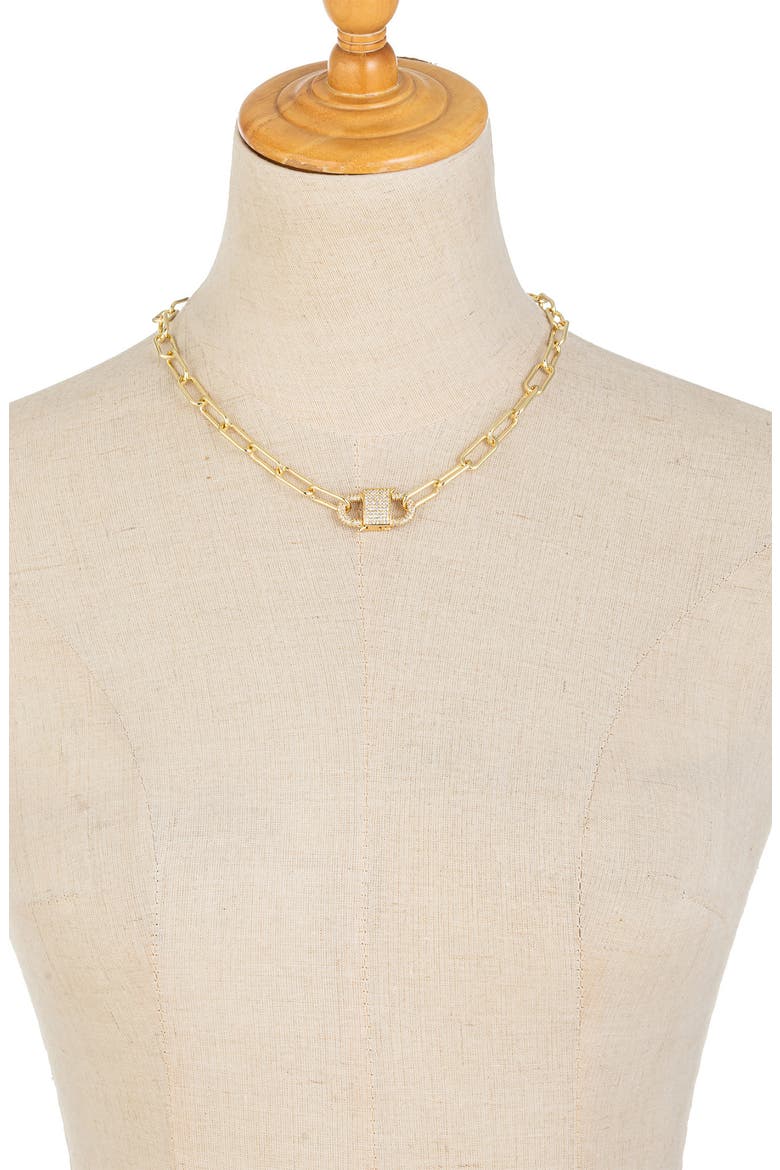 Violet Chain Link Cubic Zirconia Necklace, Alternate, color, GOLD