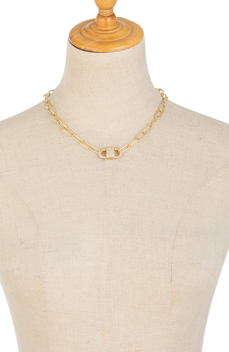 EYE CANDY LOS ANGELES Violet Chain Link Cubic Zirconia Necklace, Alternate, color, Gold