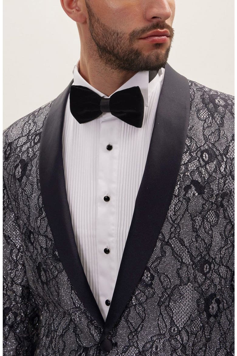 Shawl Collar Lace Formal Jacket, Alternate, color, NAVY
