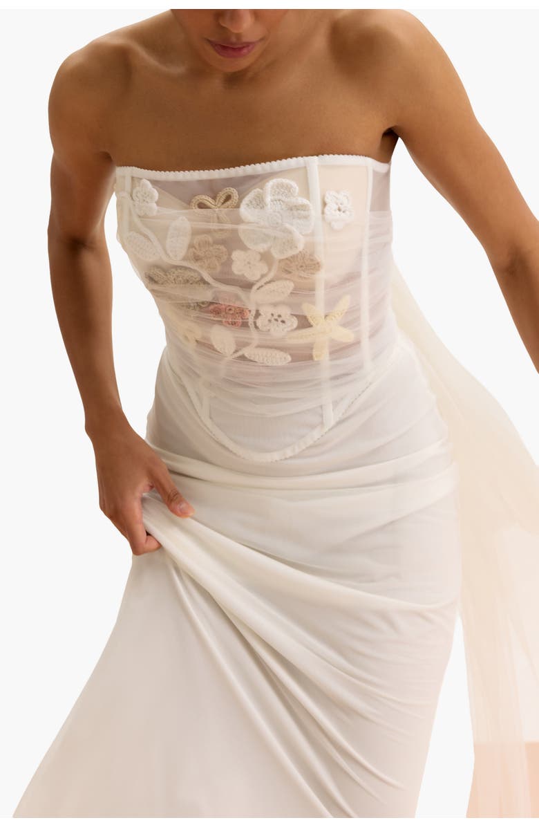 Malva Florea High-Waisted Column Skirt With Side Slit, Alternate, color, White