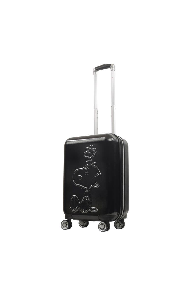 Peanuts Snoopy & Woodstock Embossed Molded Hardside 22" Caryon Suitecase spinner, Main, color, Black