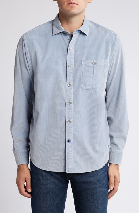 Coastline Sun Fade Stretch Cotton Corduroy Button-Up Shirt