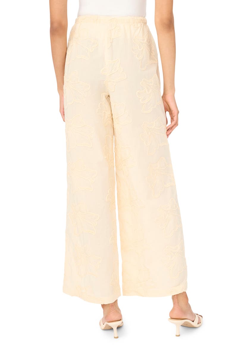 Embroidered Tie Waist Wide Leg Pants, Alternate, color, SAND DRIFT