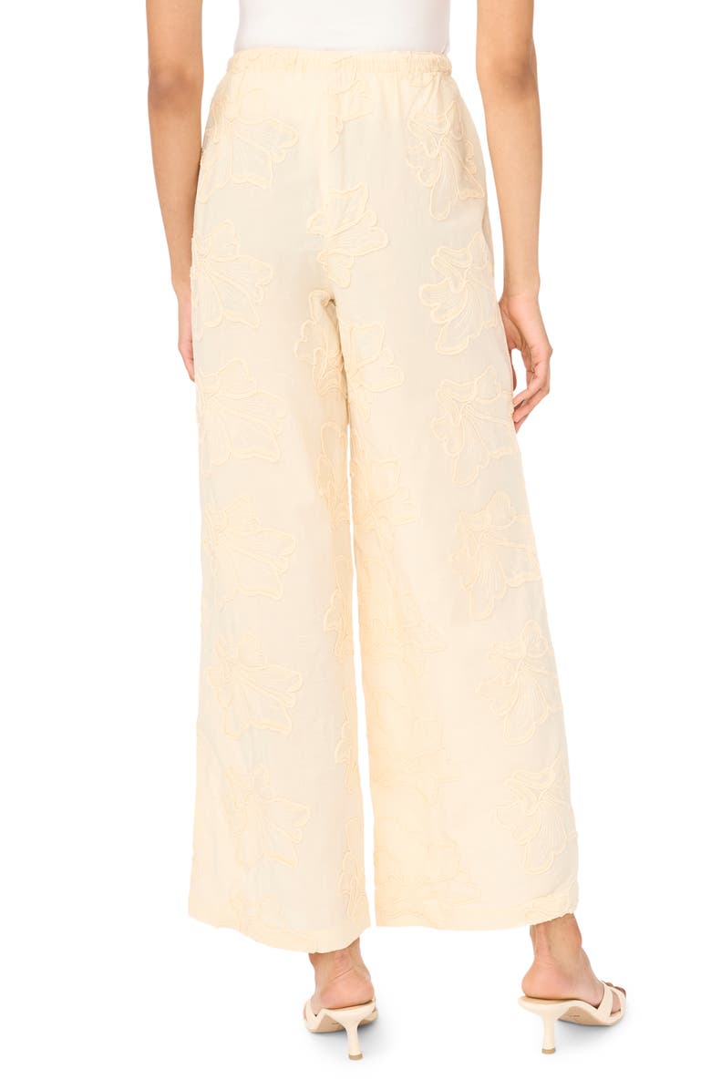 Vince Camuto Embroidered Tie Waist Wide Leg Pants, Alternate, color, Sand Drift