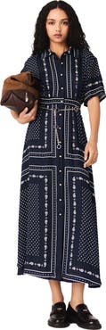 maje Flowy Patterned Maxi Dress