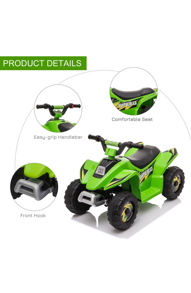 Aosom Kids Electric ATV, 6V, 4-Wheel, Forward/Reverse, Alternate, color, Green