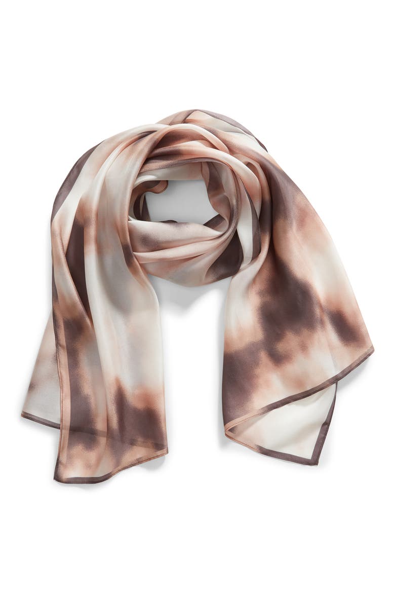 Herringbone Silk Scarf, Alternate, color, GREY FLORAL BLAST