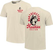 IMAGE ONE Men's Cream Northeastern Huskies Comfort Colors Mascot Overlay T-Shirt