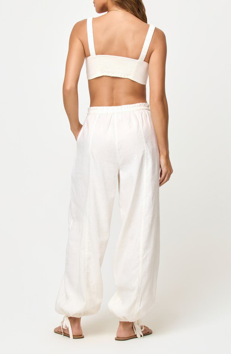 LSPACE Ellis Wide Leg Linen & Cotton Cover-Up Pants, Alternate, color, Cream