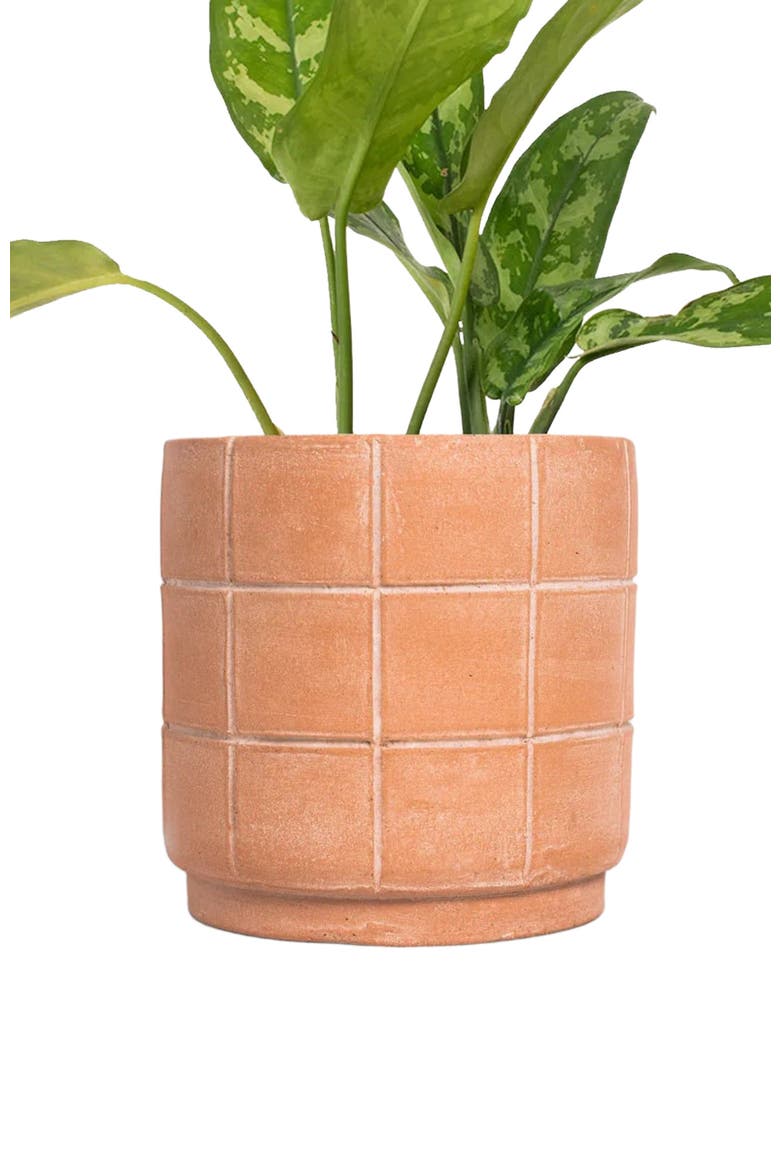 Grid Terracotta Planter, Alternate, color, Natural