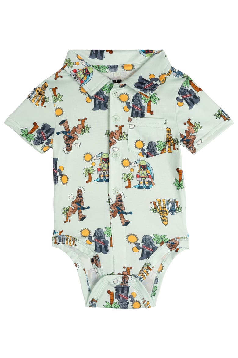 2-Piece Button Down Shirt and Shorts Set, Alternate, color, Mint Blue Vader Chewie