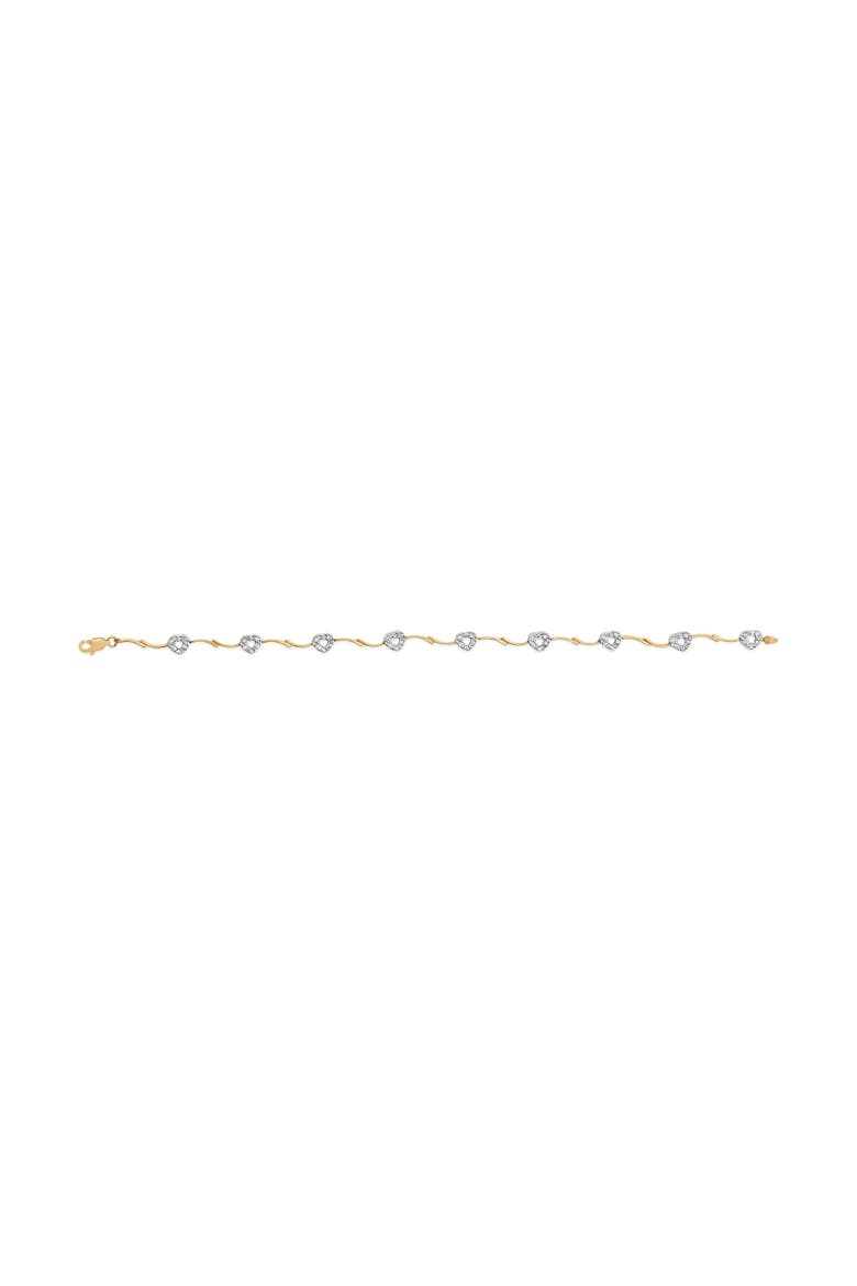 10k Two-Tone Gold 1/3 Cttw Diamond Pave Set Heart S-Link 7.25" Bracelet, Alternate, color, Yellow