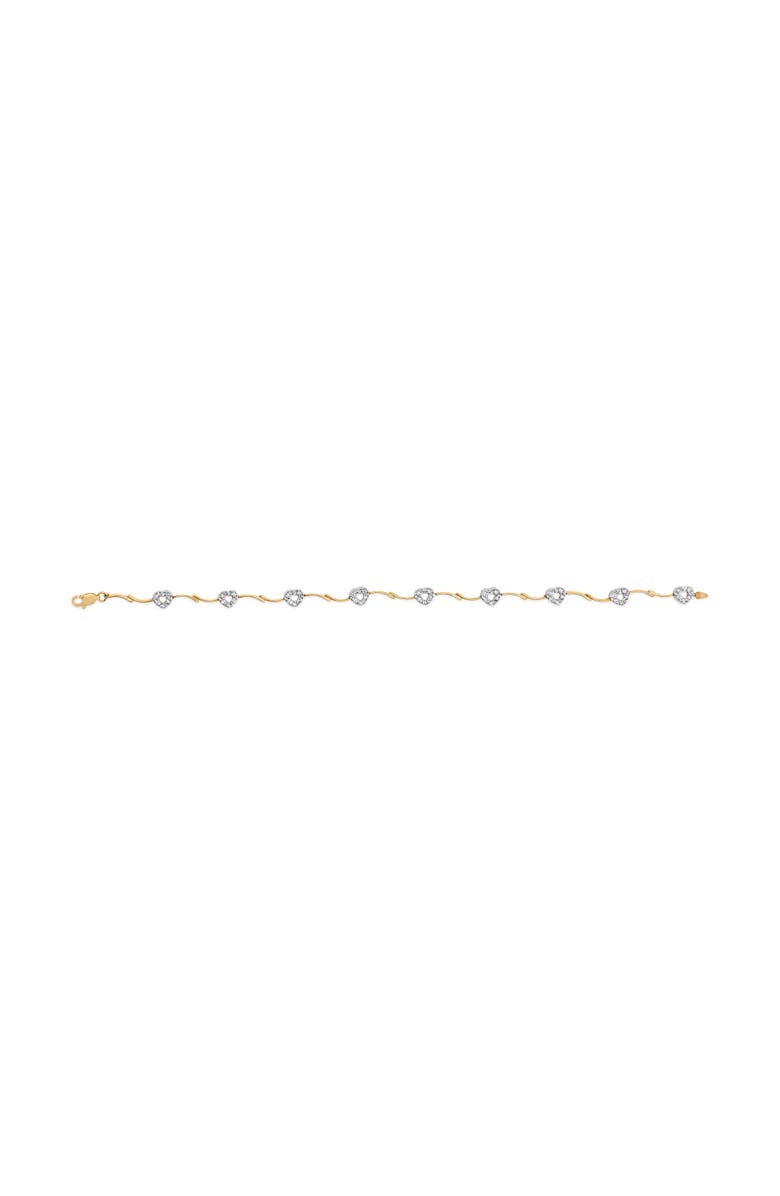 Haus of Brilliance 10k Two-Tone Gold 1/3 Cttw Diamond Pave Set Heart S-Link 7.25" Bracelet, Alternate, color, Yellow