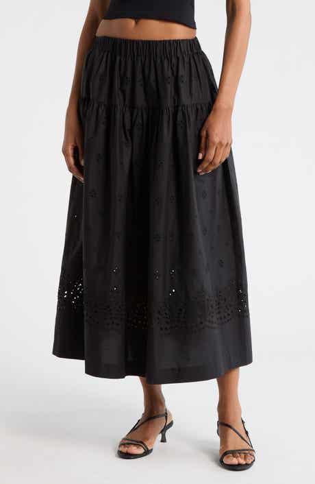 A.L.C. Jay Eyelet Embroidered Cotton Midi Skirt