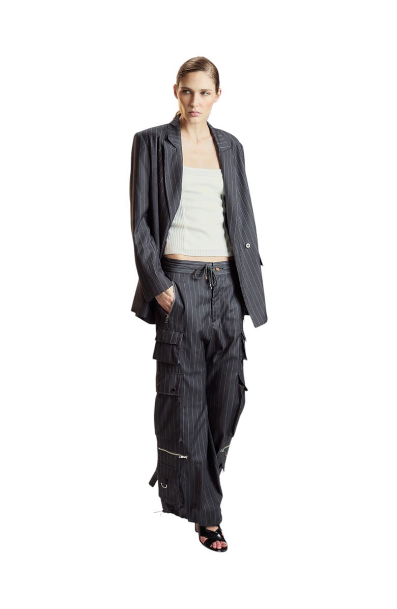 Cynthia Rowley Pinstripe Cargo Pants, Alternate, color, Heather Grey