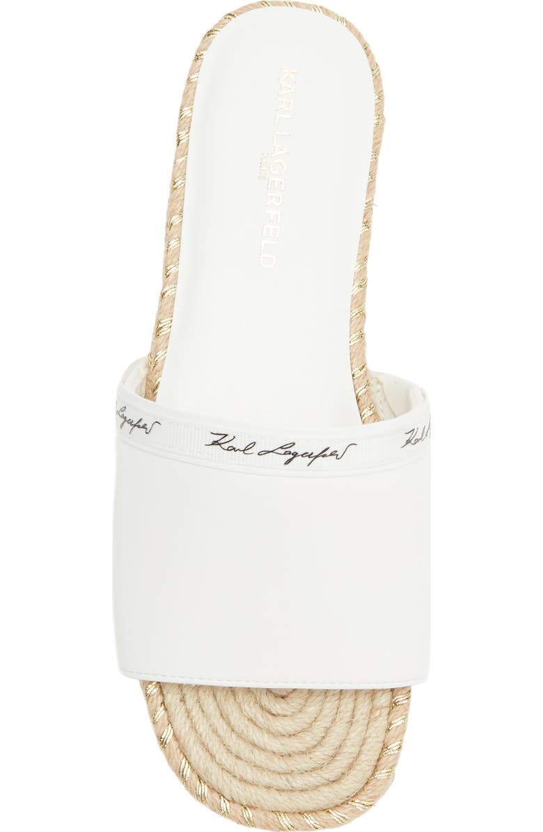 KARL LAGERFELD PARIS Tarzana 2 Script Espadrille Slide Sandal, Alternate, color, White