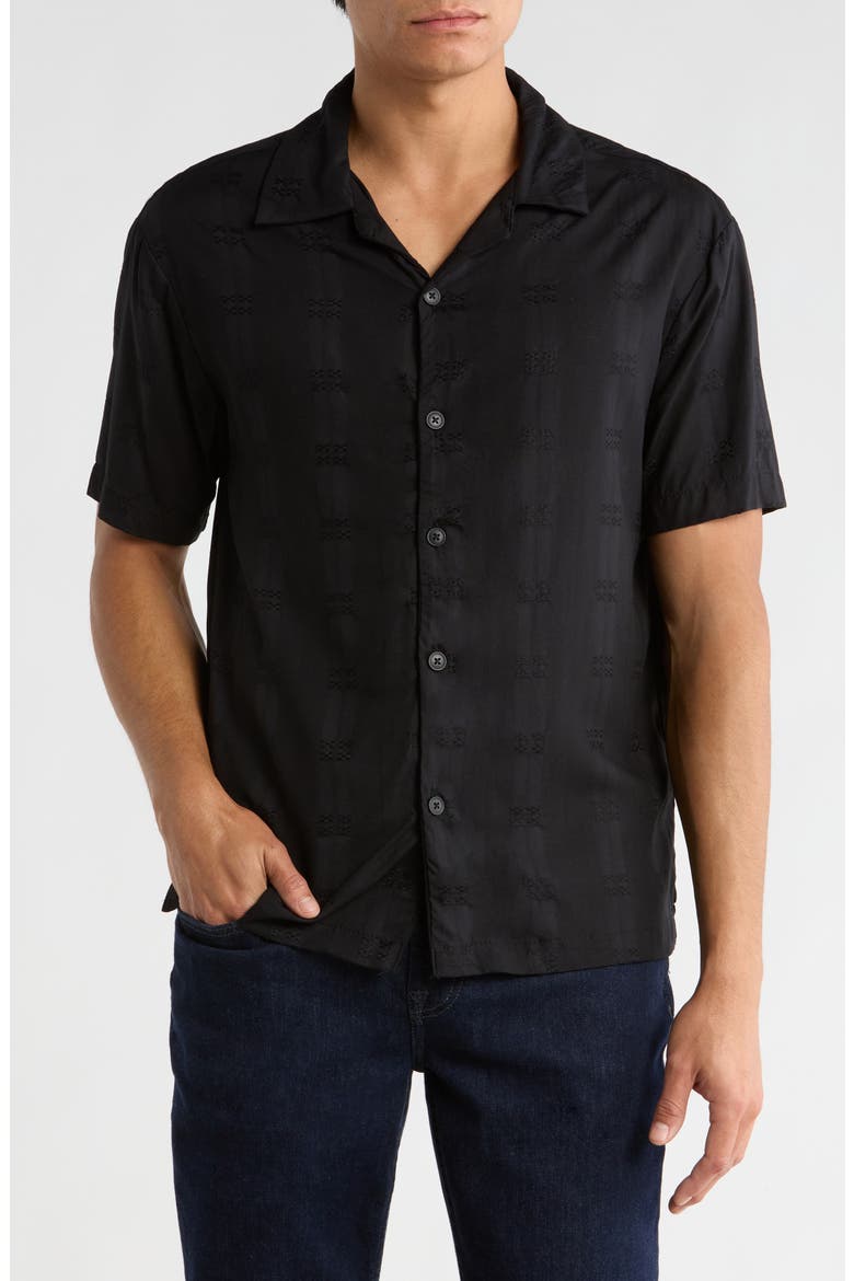 Dobby Camp Shirt, Main, color, BLACK