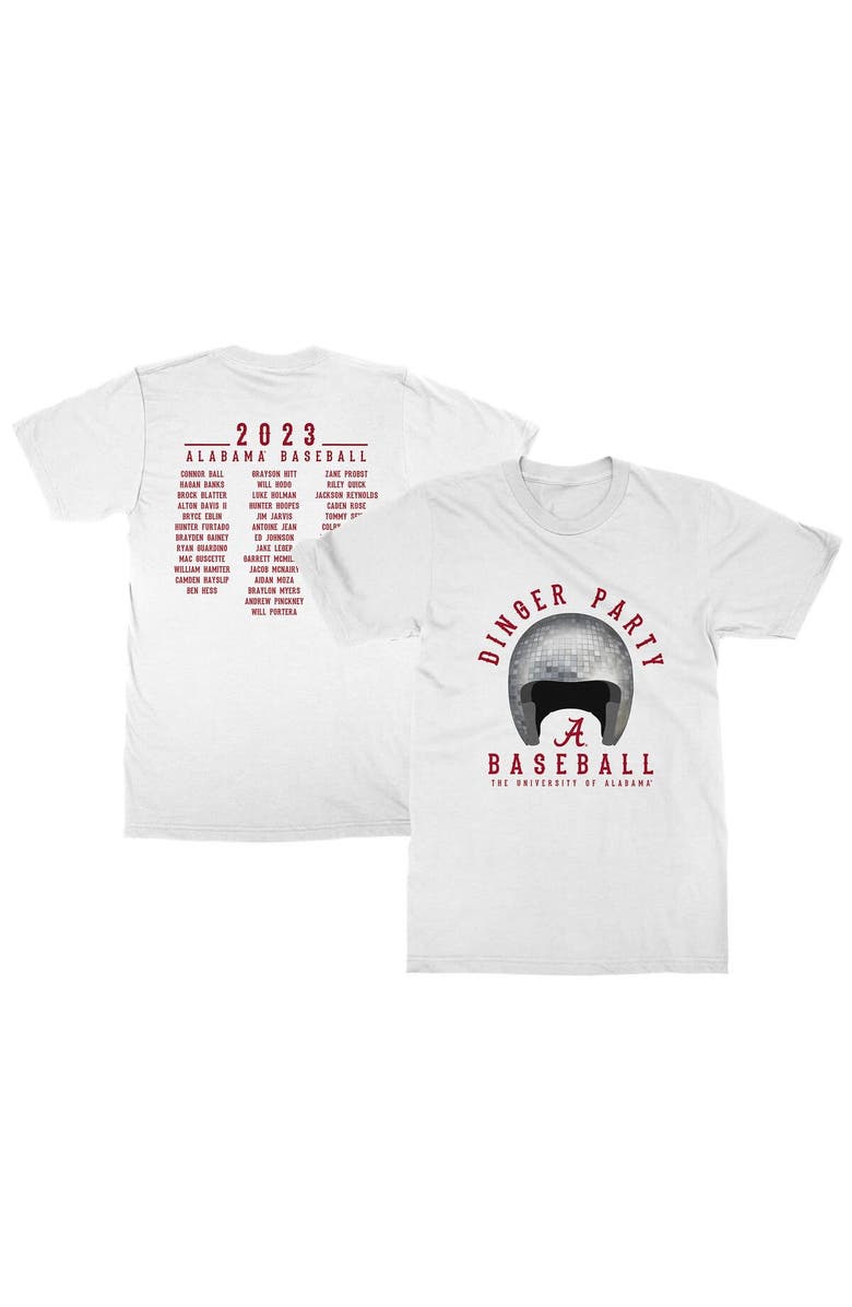 WEEZABI Youth White Alabama Crimson Tide Dinger Party Disco Helmet T-Shirt, Alternate, color, White