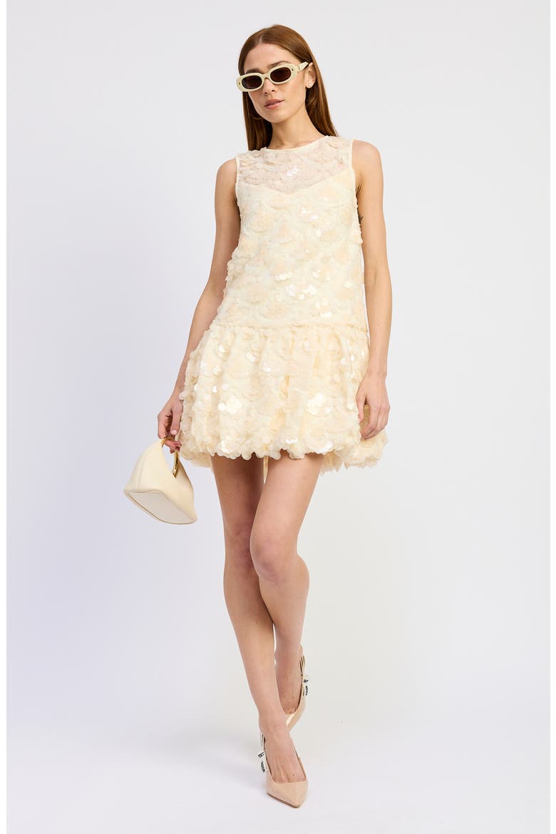 Emryn Sequin Bubble Minidress, Alternate, color, ECRU