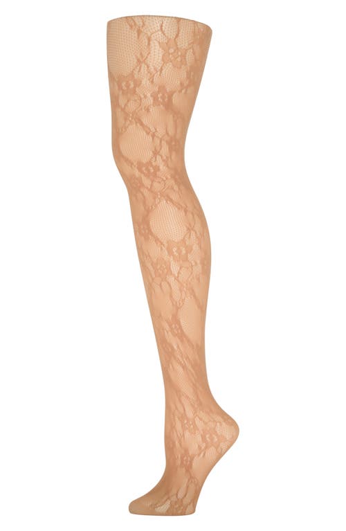 Savage X Fenty Savage X Lace Floral Sheer Tights In Neutral