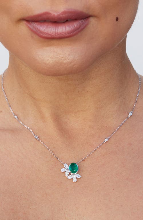 Savvy Cie Jewels Cubic Zirconia Cluster Oval Pendant Necklace In Metallic