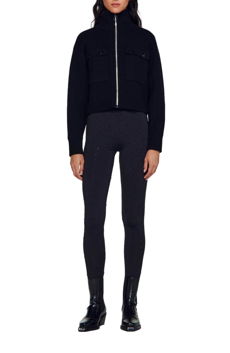 SANDRO Yasmine Knit Zip Jacket, Alternate, color, 