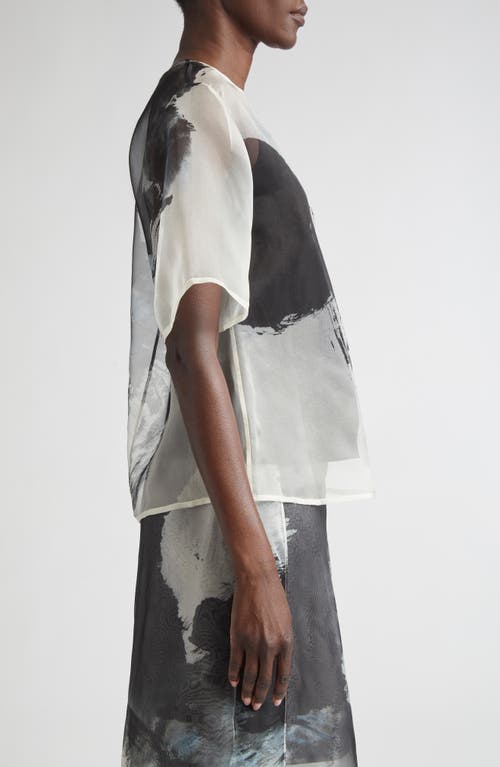 Jason Wu Collection Silk Organza Oversized T-shirt With Artwork By Tong In Calico Multi