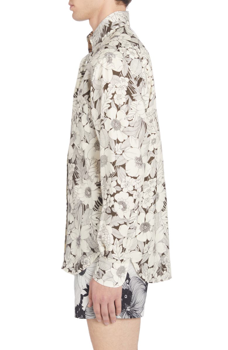 TOM FORD Fluid Fit Floral Print Button-Down Shirt, Alternate, color,