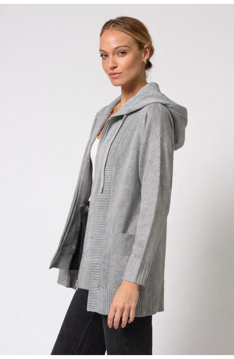 Central Park West Brynn Long Dickie Cardigan, Alternate, color, Heather Grey