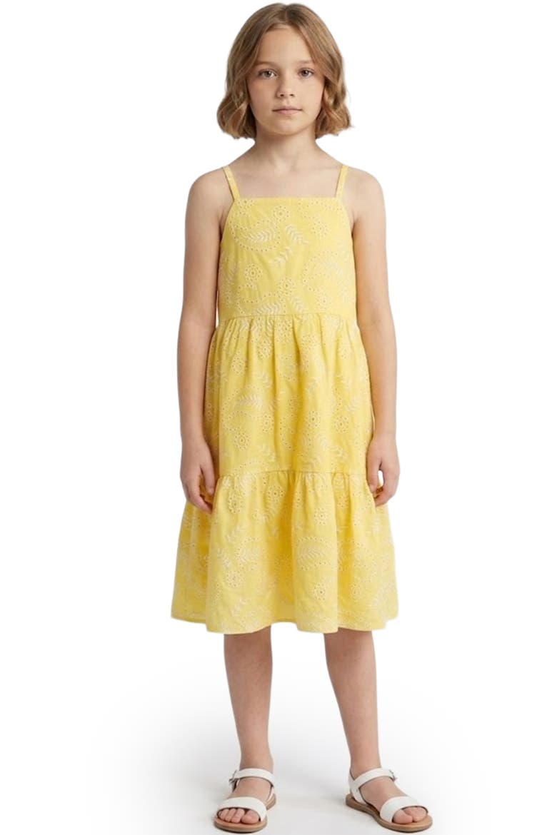 Kids' Floral Embroidery Sleeveless Dress, Main, color, YELLOW