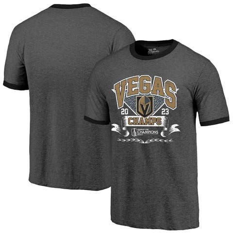 Men's Majestic Threads  Black Vegas Golden Knights 2023 Stanley Cup Champions Ringer Tri-Blend T-Shirt