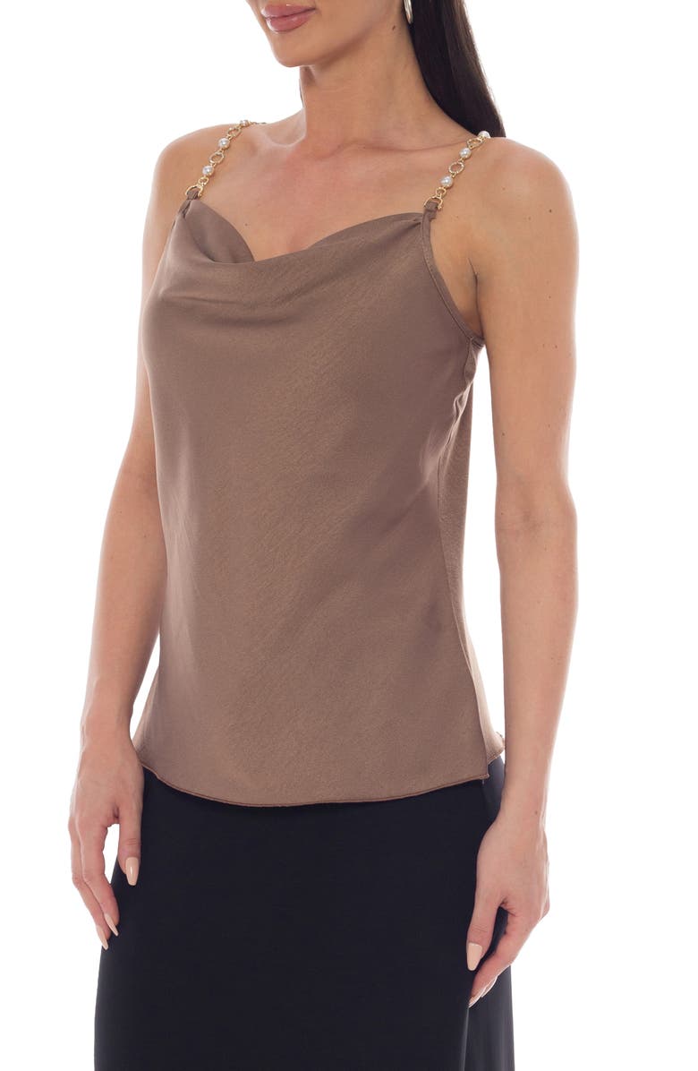 TASH AND SOPHIE Hardware Satin Top, Alternate, color, Mocha/ Gold
