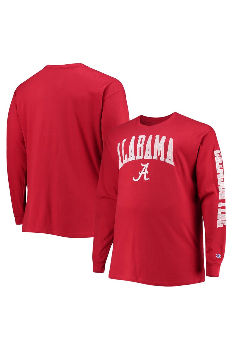 Men's Champion Crimson Alabama Crimson Tide Big & Tall 2-Hit Long Sleeve T-Shirt, Main, color, Crimson