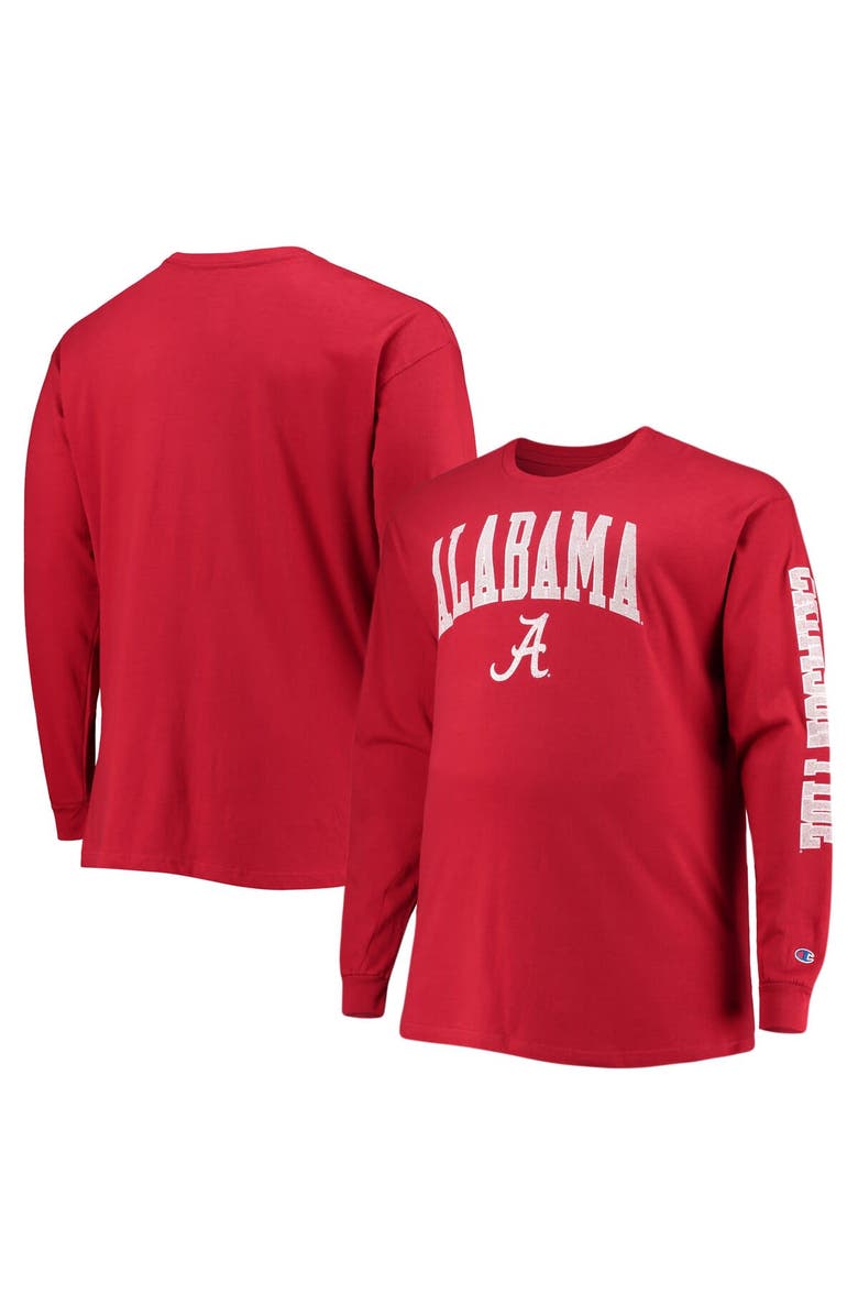 Champion Men's Champion Crimson Alabama Crimson Tide Big & Tall 2-Hit Long Sleeve T-Shirt, Main, color, 