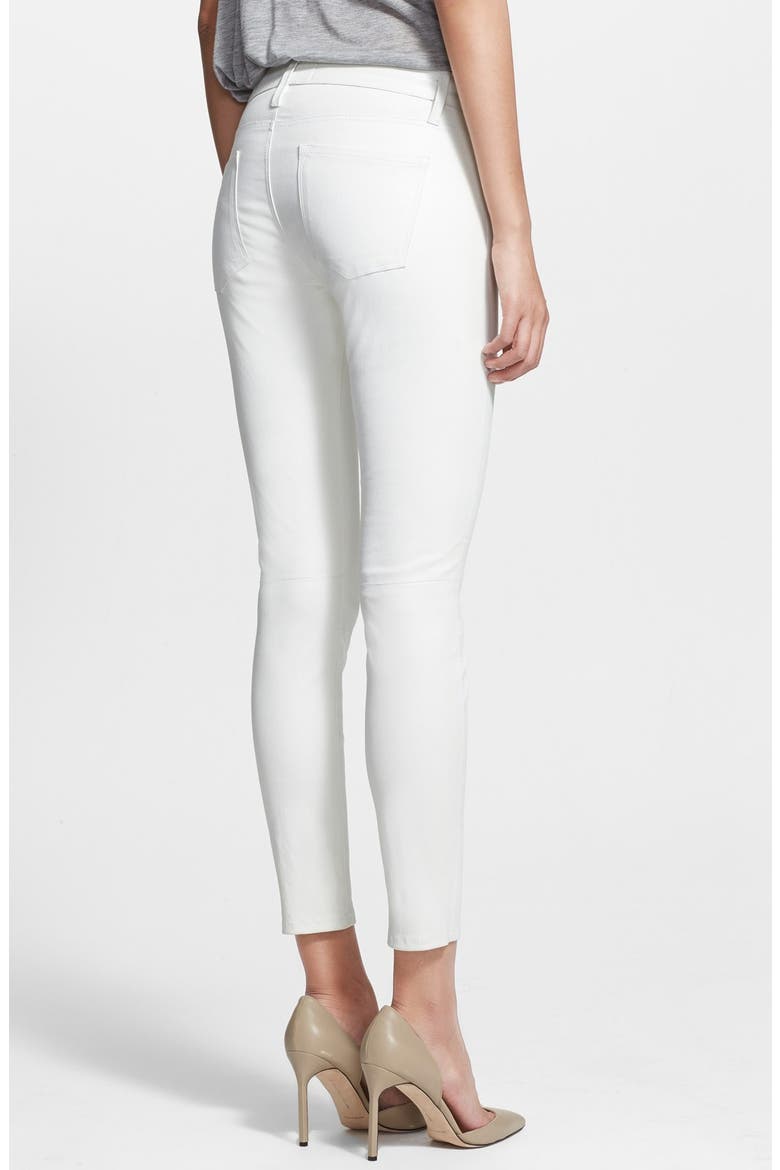 'Le Skinny' Lambskin Leather Pants, Alternate, color, BLANC