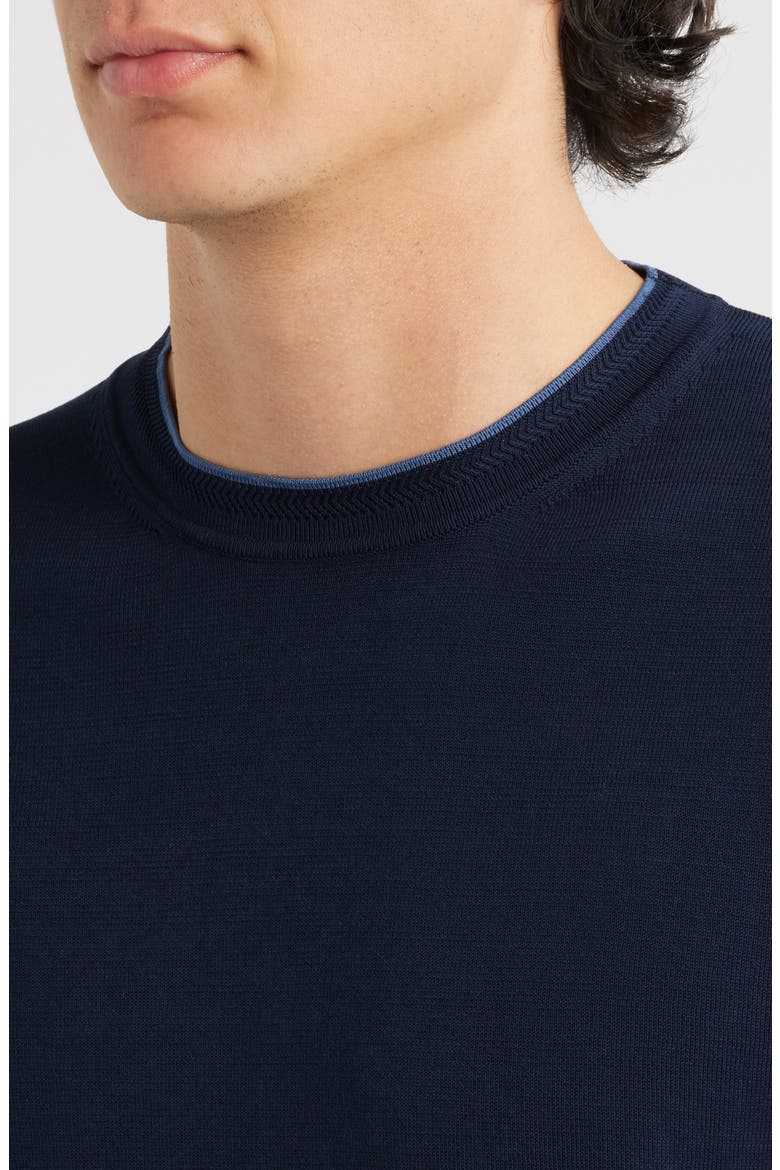 Short Sleeve Cotton Crewneck Sweater, Alternate, color, NAVY