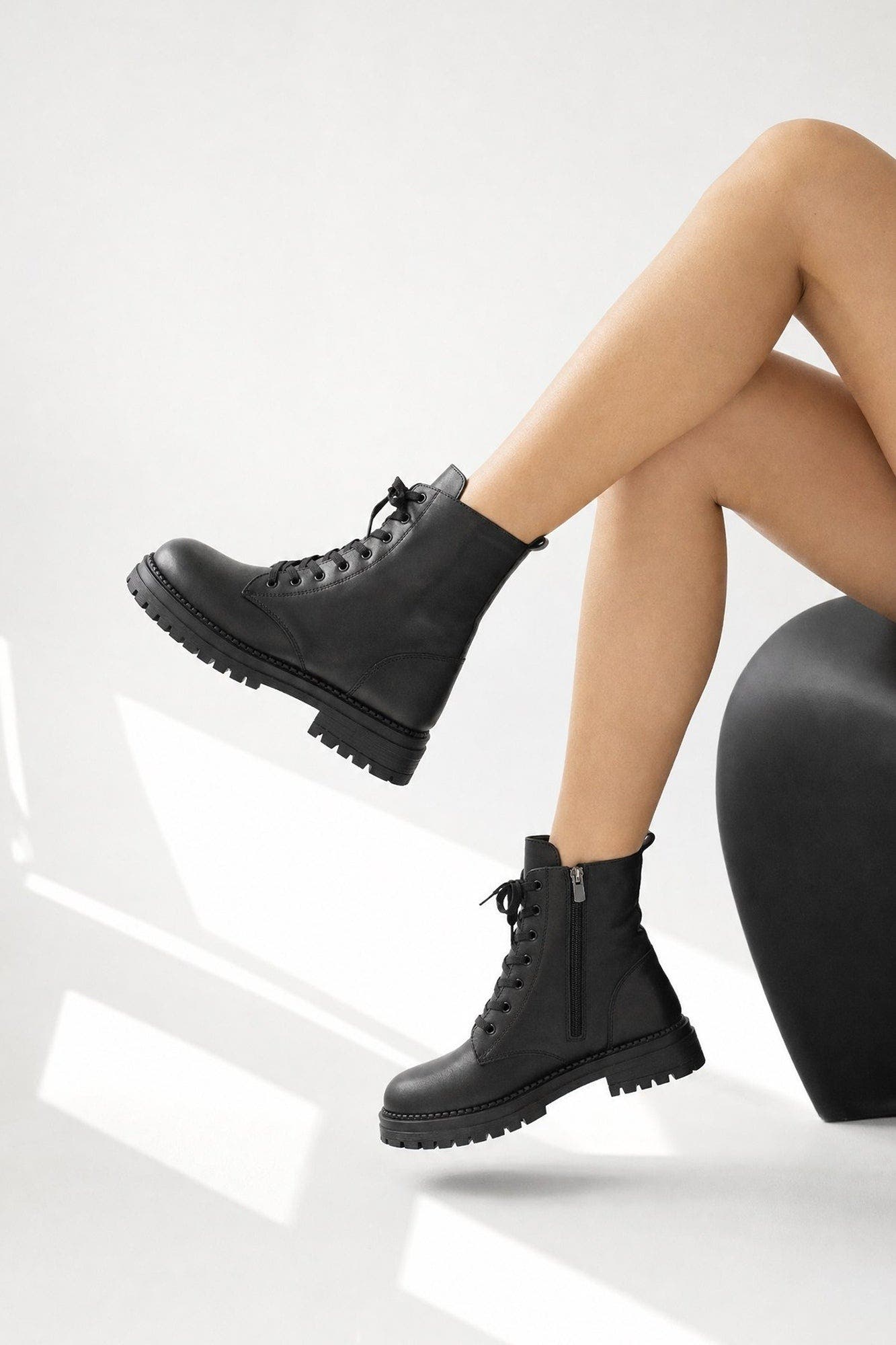 Barrel Lace Up Zip Boot, Alternate, color, Black
