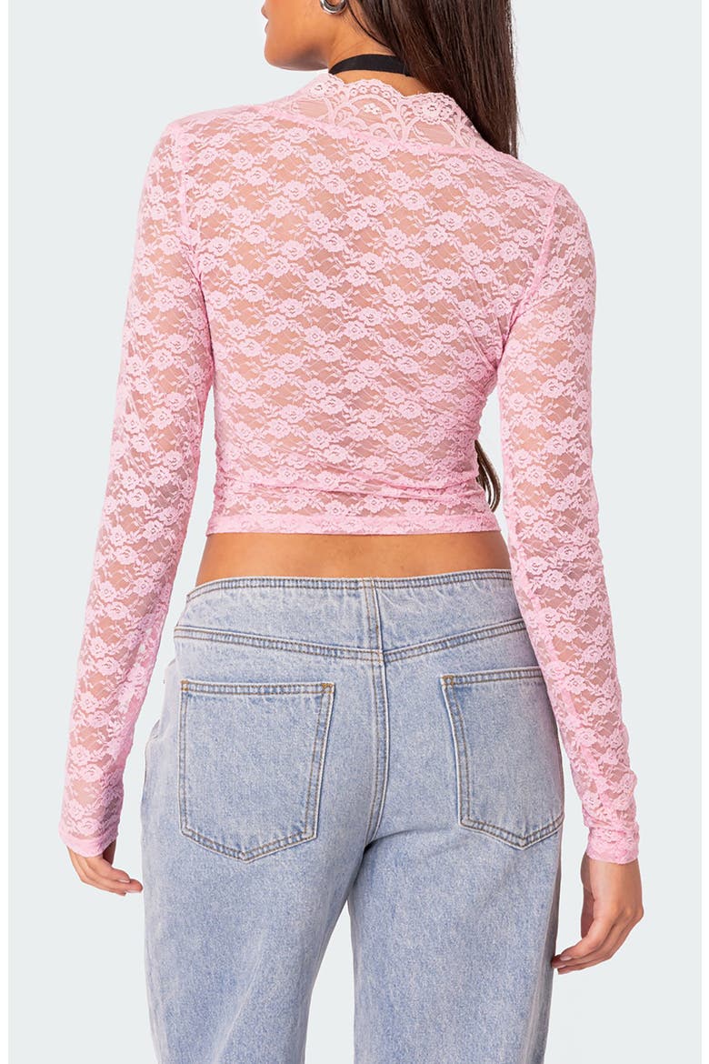 Beck Plunge Neck Lace Crop Top, Alternate, color, PINK