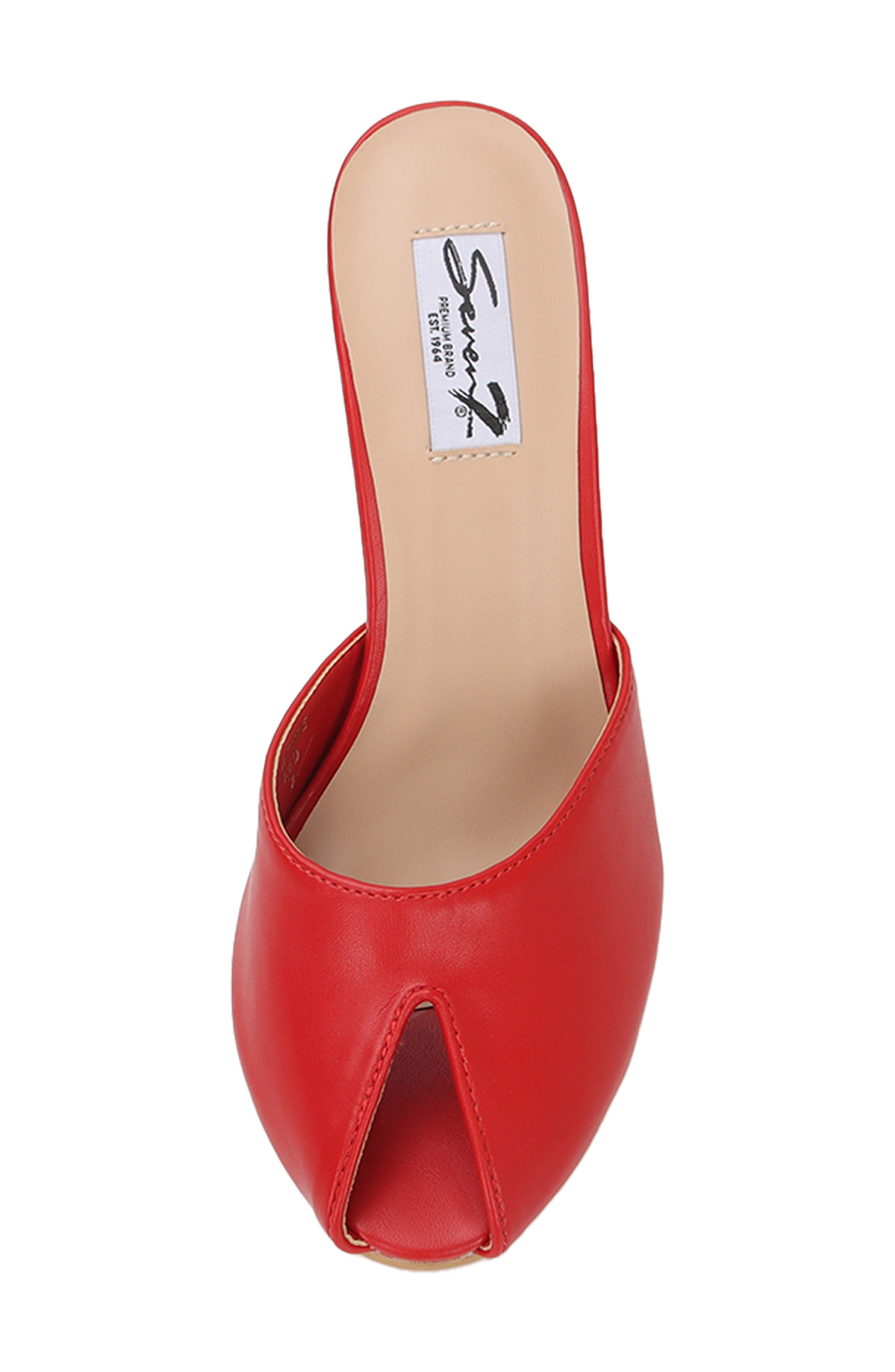 Azure Faux Leather Peep Toe Sandal, Alternate, color, RED