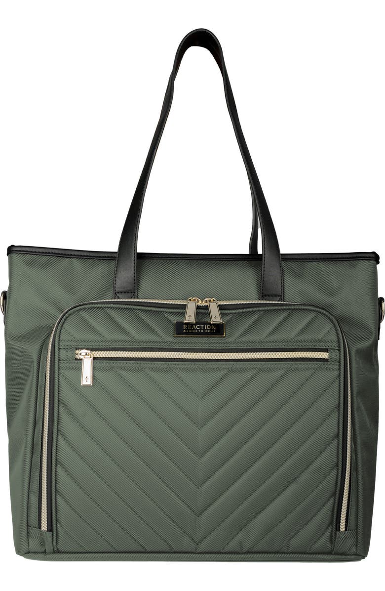 Kenneth Cole Chelsea Chevron Quilted Tote Bag, Main, color, Olive