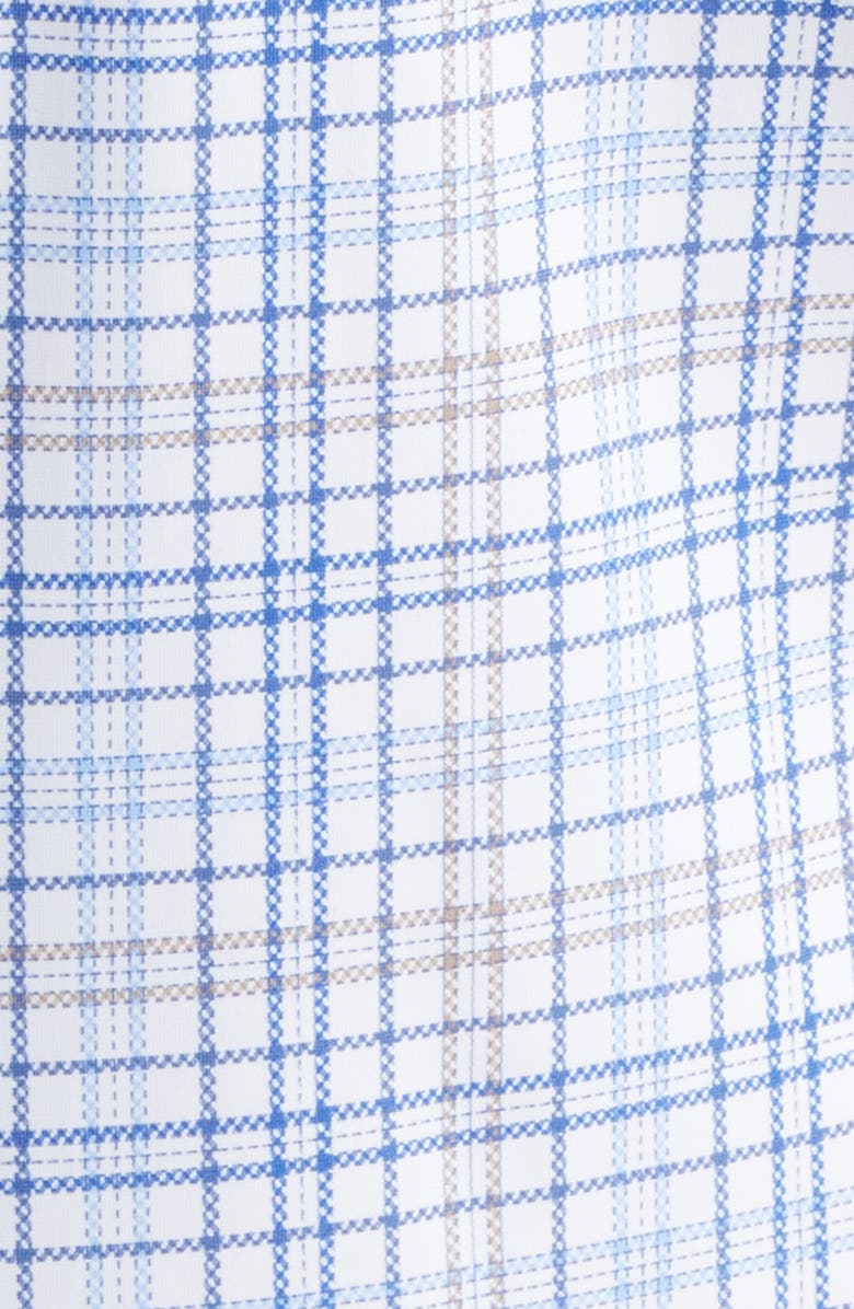 Johnston & Murphy XC Motion Performance Knit Button-Up Shirt, Alternate, color, Blue/ Tan Plaid