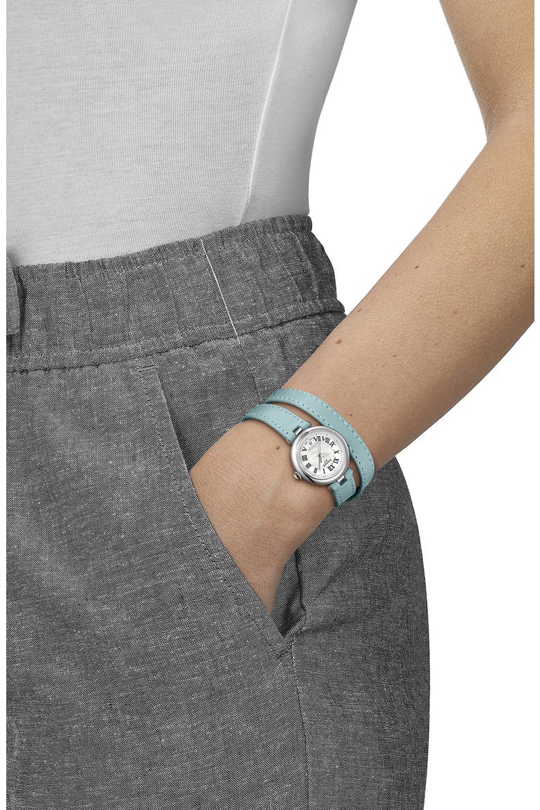 Bellissima Leather Strap Watch, 26mm, Alternate, color, BLUE
